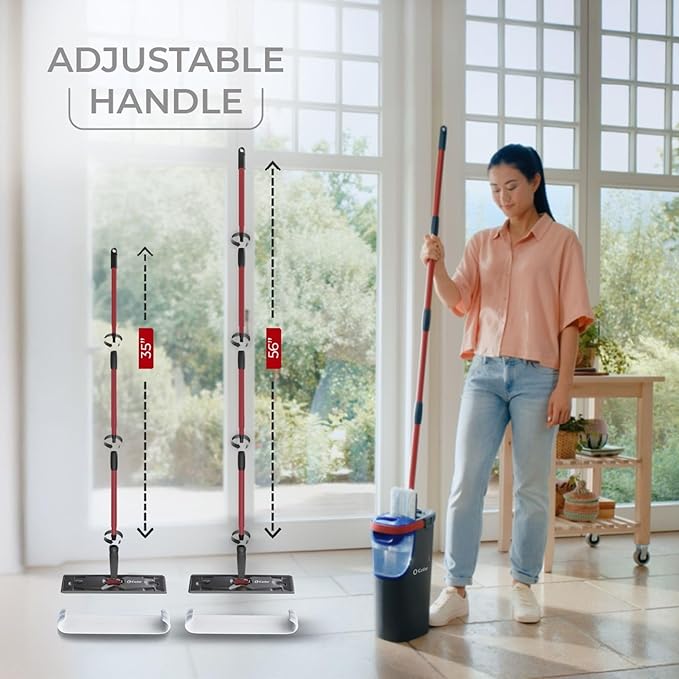 O-Cedar H2prO Flat Mop System | Quick Cleaning Tool | Clean with Clean Water | Machine Washable Reusable Microfiber Mop Pad | Safe on Wood Floors, Vinyl, Tile, Baseboards, Walls