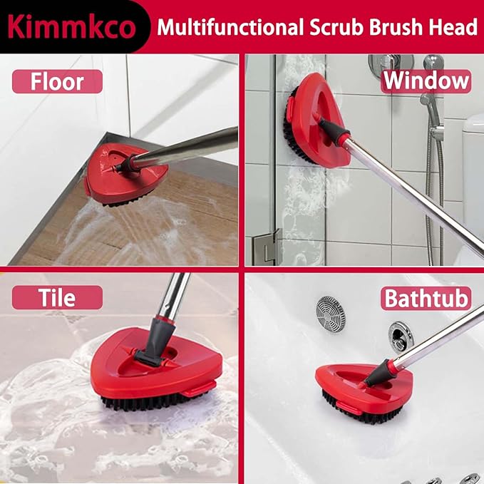 Spin Mop Replace Head Base Scrub Brush Mop Head Compatible with O Cedar EasyWring 1 Tank System, Shower Floor Scrubber, Hard Bristle Cleaning Brush for Kitchen Bathroom Tile Hard Floor