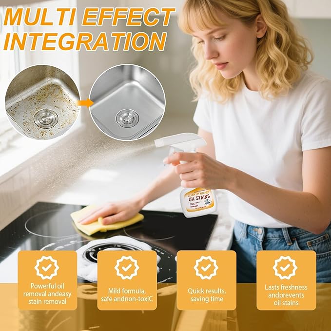 Clean Up Kitchen Oil Stain Remover, Heavy Oil Stains Cleaner, Degreaser Spray, For Cleaning Stovetop, Oven, Range Hood, Countertops, Grill, Backsplash