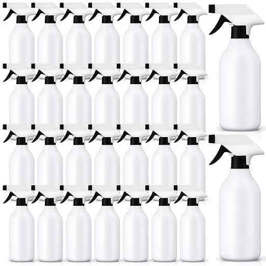 Tanlade 30 Pcs Plastic Spray Bottles 16 oz Leak Proof Squirt Bottle Refillable Empty Spray Water Mist Sprayer with Nozzles for Hair Essential Oil Cleaning Solutions Plants Pets (Black)