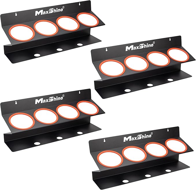 Maxshine Universal 4 Pack Spray Bottle Holder (16oz/34oz) - Holds 7 IK Trigger Sprayers with 3 Small Holes, Sturdy & Lightweight Wall-Mounted Organizer for Detailing Accessories, Easy to Install