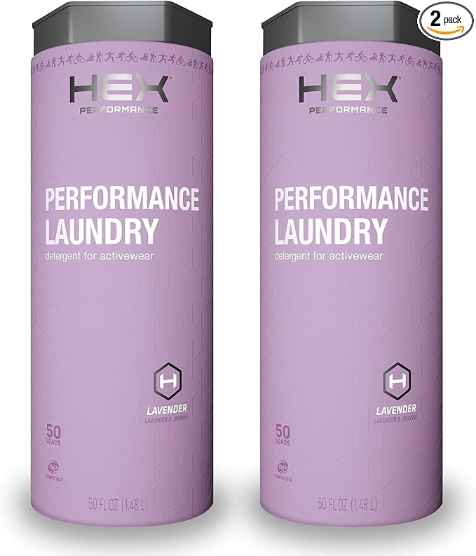 HEX Performance Laundry Detergent, Lavender, 100 Loads (Pack of 2) - Designed for Activewear, Eco-Friendly, Concentrated Formula