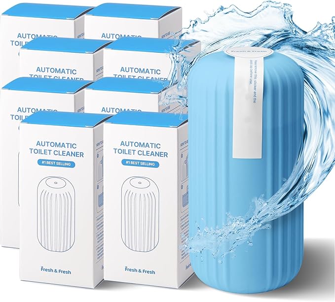 Fresh & Fresh Automatic Toilet Bowl Cleaners (Sky Blue) - 8 Bottles(UPTO 2500 FLUSHES/Bottle), Commercial and Residential Toilet Cleaner 3-4 MONTH Lasting Toilet Bowl Cleaner Bottle