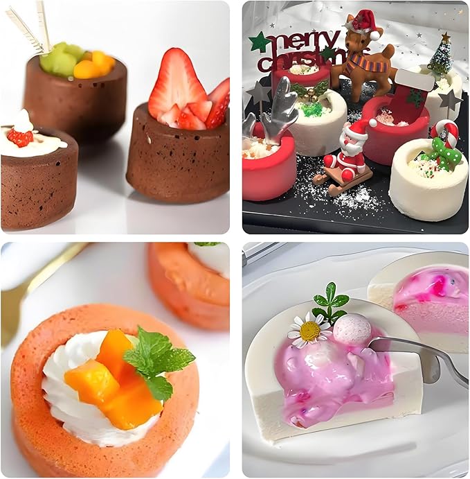 Shot Glass Chocolate Silicone Molds, 6-Cavity Round Mousse Molds for Ice Shot Glass Cookie Candy Mousse Dessert Pudding Dessert