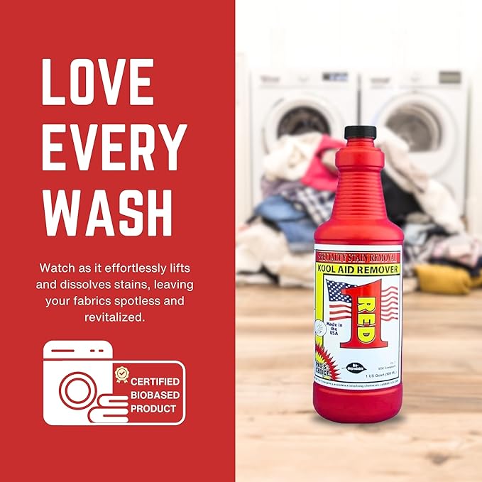 Pro's Choice Red 1 Food Dye Color Remover, Fabric Stain Remover for Kool Aid or Synthetic Food Colors/Dyes, Red Wine Stain Remover for Clothes Laundry, Carpet and Couch, Spot Removal Solution (32 oz)
