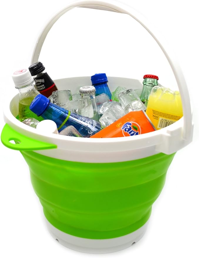 SAMMART 10L (2.64Gallon) Collapsible Fishing Bucket with Locking Lid - Portable Plastic Water Pail - Space Saving Outdoor Waterpot - Trunk Organizer for All Types of Vehicles