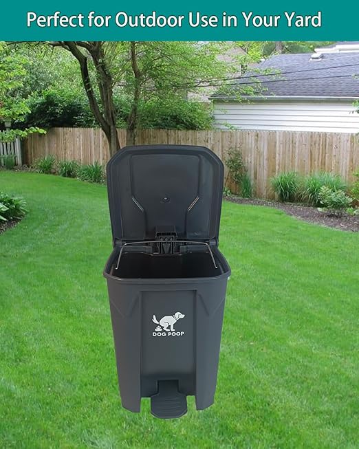 Dog Poop Trash Can Outside – 20L Outdoor Pet Waste Bin with Foot Pedal Lid, Removable Inner Bucket & 100 Bags – Waterproof, Odor Control Trash Can for Backyard, Patio, Garden