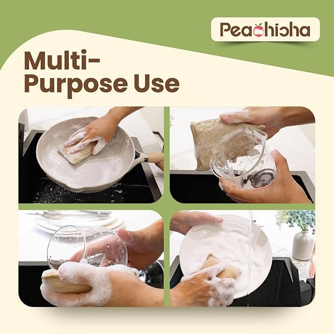 Bamboo Sponges for Dish Washing Reusable Dish Sponge Multi Use Kitchen Sponges Non-Scratch Microfiber Pad for Dishes Pots and Pans, Pack of 10