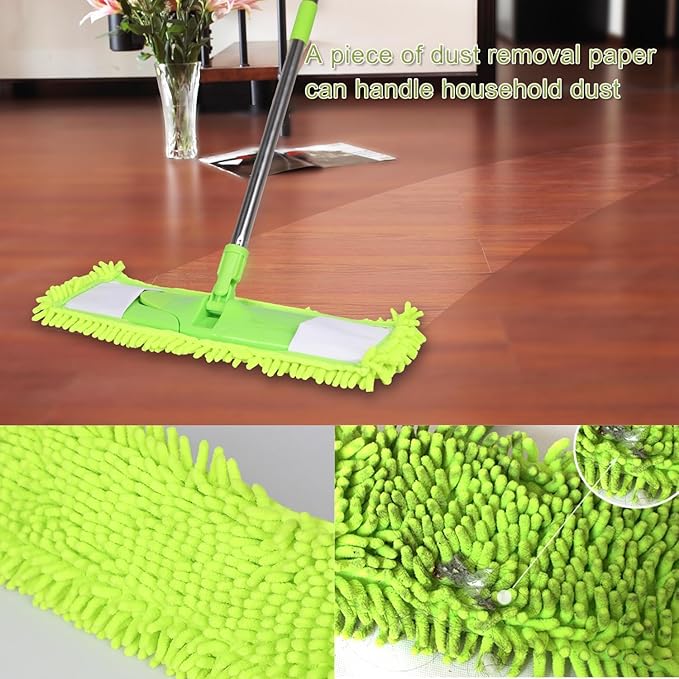 4Pcs Mop Head Replacement Cloth Soft Flat Mop Refill Pads Water Absorption Mop Pads Accessories for Home Floor Cleaning Multi-Surface Floors, 18.11 Inch Washable Cleaning & Dusting Pads Green