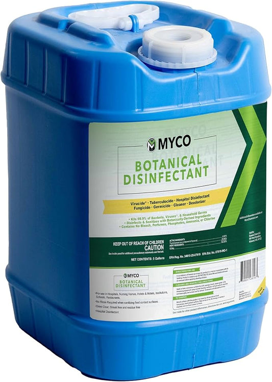 Myco Botanical Disinfectant Cleaner – Natural Plant-Based Ready-to-Use EPA-Registered Disinfectant Spray for Mold, Mildew, Germs, Bacteria & Viruses – Safe for Home & Commercial Use, 5 Gallon