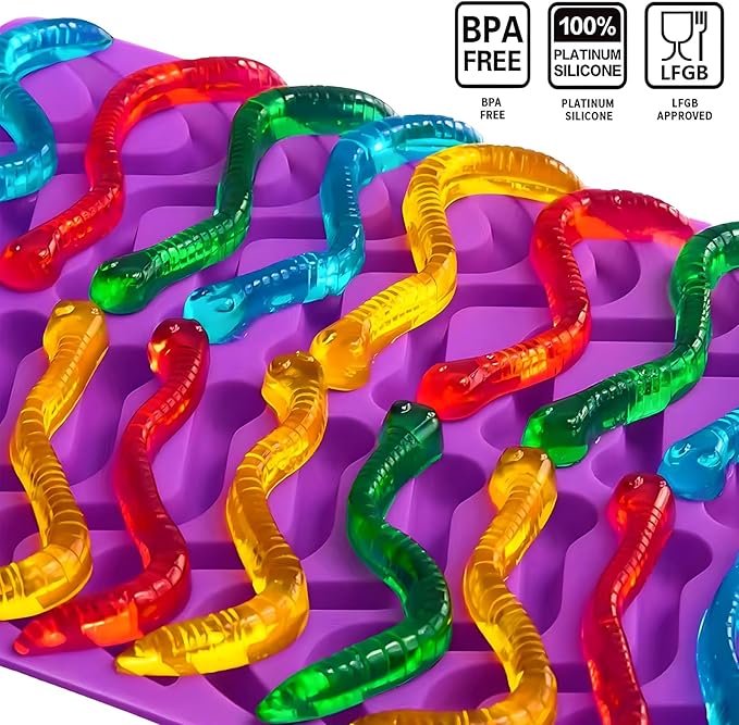 Gummy Candy Molds - Silicone Gummy Bear/Dinosaur/Hearts/Gummy Worm Mold for Kids with 2pcs Dropper,Non-stick and Bpa Free for Mini Candy Chocolate Gummies Baking