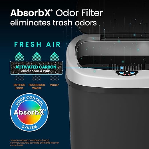 iTouchless 13 Gallon Automatic Trash Can with Sensor 2.0 Technology & Odor Filter – Touchless, Slim Space-Saving Design for Hygiene-Conscious Homes, Offices & Busy Families – Black, Durable Plastic