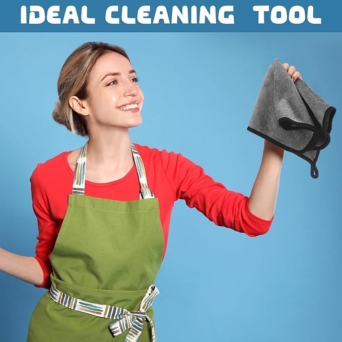 Tallew 50 Pcs Microfiber Towels 16 Inch x 16 Inch Microfiber Cloth Car Drying Towels for Cars Washing Polishing Office Windows Cleaning Household Supplies (Gray)