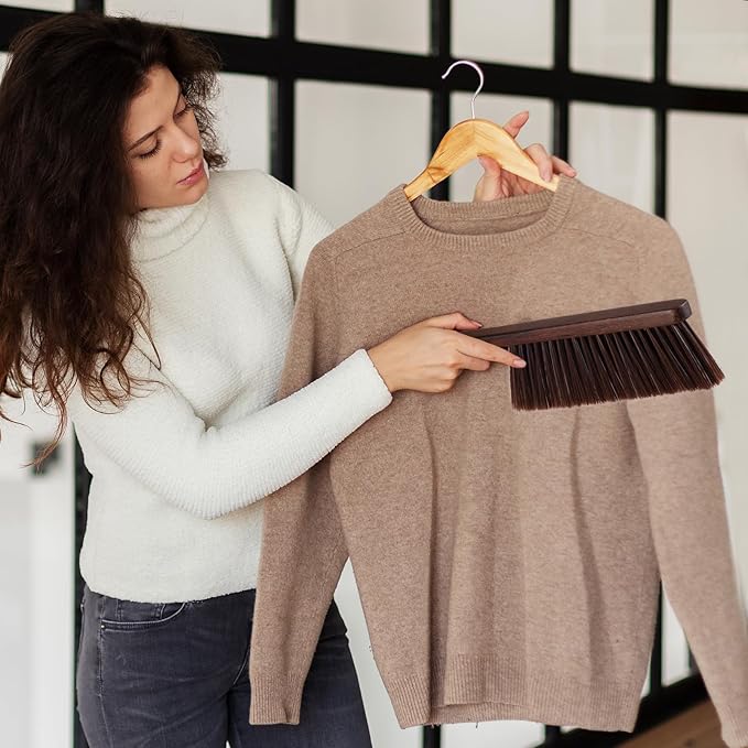 3 Pcs Wooden Hand Broom Set Counter Duster Dusting Bench Brushes Long Soft Bristles Handle Detail Brushes for Fireplace Car Home Bed Sofa Clothes Workshop Woodworking Hearth Rug Cleaning(3 Pcs A)