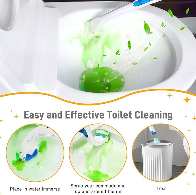 Toilet Cleaner Refill Pads Citrus Scent Enhanced Odor Control 72 Count Toilet Scrubber Refill Clean Stains Disposable Toilet Brush Refill for Toilet and Bathroom