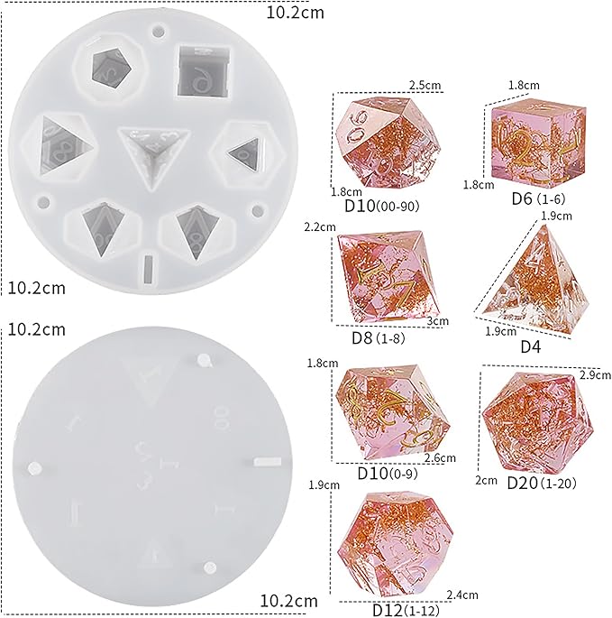 7 Cavities Dice Resin Mold - Resin Casting Silicone Molds for Home Decor & Candle Making Wave Spiral Mold