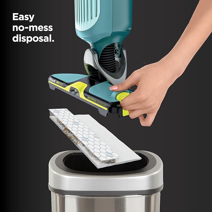 Shark VACMOP Reveal New Cordless Hard Floor Cleaner, Vacuum & Spray Mop, Powerful Suction, Lightweight, Illumination Light, Includes 4 Disposable Pads, 12oz Pet Multi-Surface Cleaning Solution, VM401