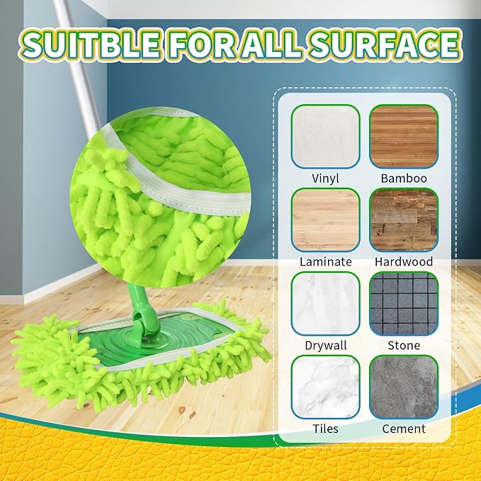 Reusable Mop Pads Compatible with swiffer Sweeper Mop, Wet and Dry Flat Mop Pads Cover, 2 Pack Washable Pads for Surface/Hardwood Floor Cleaning (Mop is Not Included)