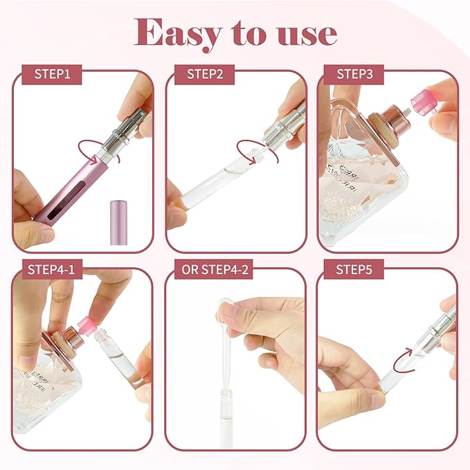 4pcs Mini Perfume Travel Bottle, Perfume Atomiser Refillable, 5ML Spray Bottles, Portable for Travel Holiday, Outdoor Activities and Business