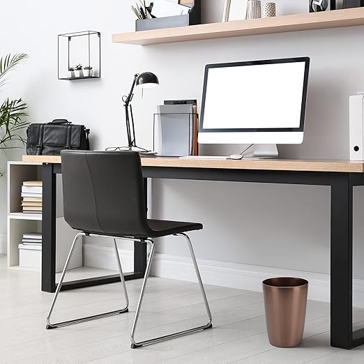 HOLDN’ STORAGE Small Trash Can - Set of 2 Open Top Waste Bin of 1.58 Gallon, Compact Waste Can Perfect for Bathroom, Kitchen, Office, Dorm - Durable Garbage Can - Metallic Brown