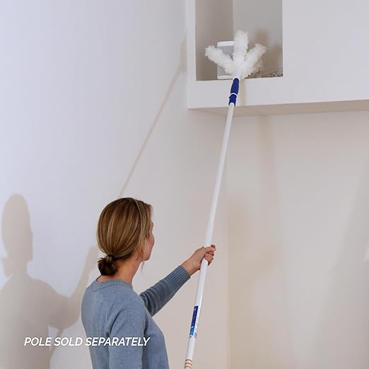 Unger Connect and Clean Microfiber Feather Duster for Household Cleaning and Dusting, Cleans Fragile Objects, Glassware, Vases, Picture Frames, Machine Washable, Compatible with Threaded Pole