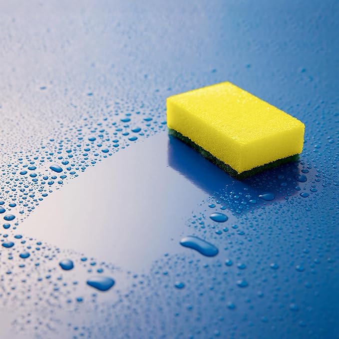 DecorRack 40 Count Non-Scratch Cleaning Scrub Sponges, Dual-Sided Heavy Duty Kitchen Sponges for Dishes, Cleaning Household, Bathroom, Car Wash - Yellow (Pack of 40)