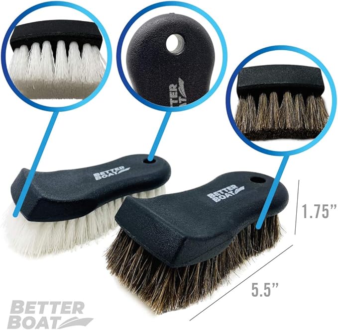 Upholstery Brush Set, Carpet and Car Cleaning Brushes, Horsehair Detailing Brush for Upholstery Cleaner, Leather, Interior, Boat, Couch, and Sofa Cleaning