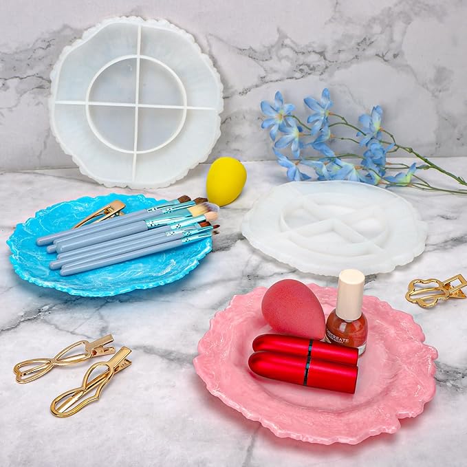 Gartful 2 Pieces Tray Resin Molds, Silicone Jewelry Dish Molds, Storage Container Epoxy Resin Casting Molds for Jewelry Ring Holders, Soap Dish, Candle Holder