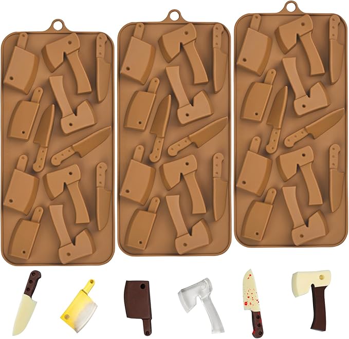 Halloween Chocolate Molds Knife Silicone Candy Molds 3pcs for Resin, Soap, Ice, Fondant, Cupcake Decoration