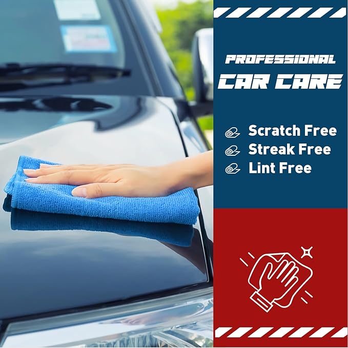 Microfiber Towels Bulk-400 Pack, Cleaning Cloths, Microfiber Towels for Cars, Cleaning Rags Blue (12x12 inches)