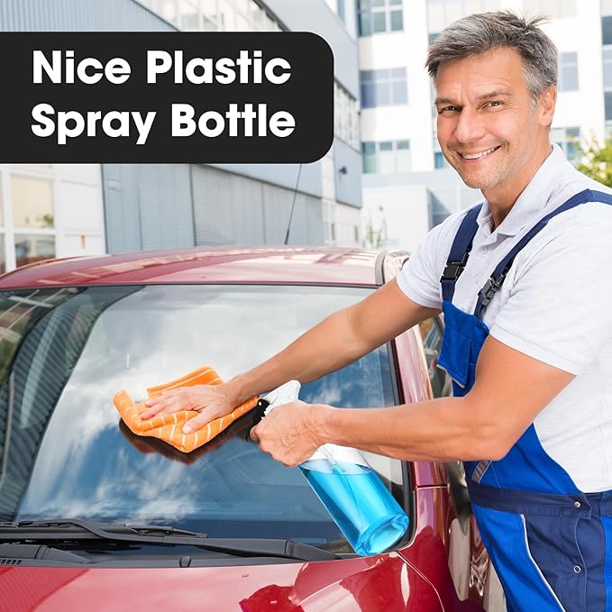 Eccliy 12 Pcs 16 Oz Plastic Spray Bottle, Adjustable Empty Reusable Sprayer for Cleaning, Planting, Water, Bathroom and Kitchen, BBQ, Commercial and Residential (Black,Clear)