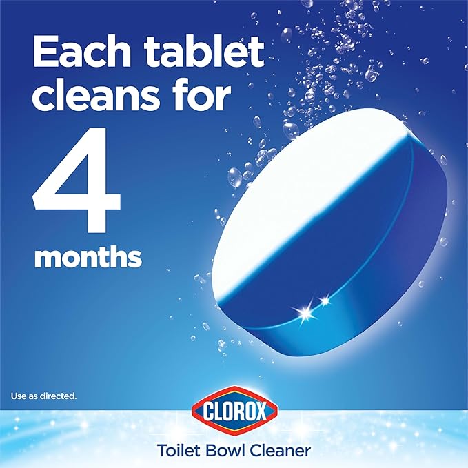 CLOROX Ultra Clean Toilet Tablets Bleach & Blue, Rain Clean Scent 2.47 Ounces Each, 2 Count (Package May Vary)