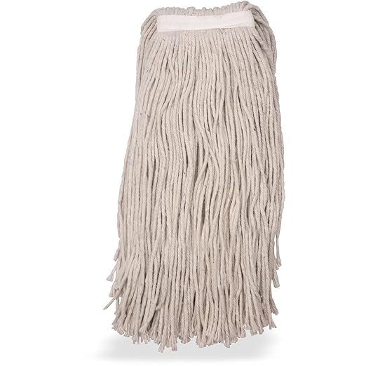 SPARTA Flo-Pac Cotton Mop Head, Cut-End, Narrow Band with White Band for Organized Cleaning, 40 Inches, Tan, (Pack of 12)