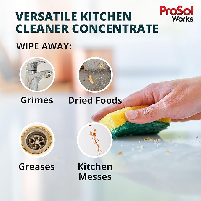 Kitchen Cleaner 16 oz - Daily Cleaning Spray for Countertops, Sink, Cabinets, Appliances, & Stainless Steel Cleaner Revealing Natural Shine & Refreshing Scent - Safe on All Surface