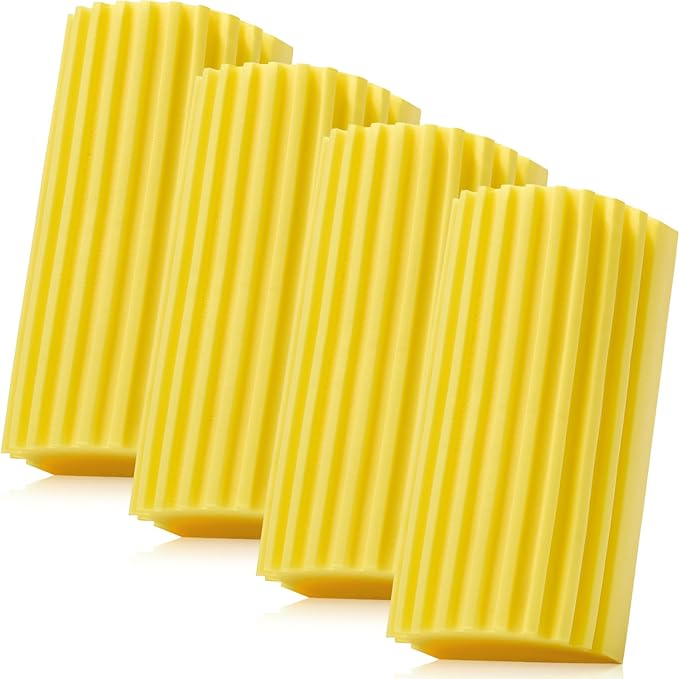 4 Pack Damp Dusting Sponge Duster, Yellow Dust Cleaning Sponge, Reusable Household Cleaning Sponge Tool for Blinds, floorboards, Fan Blades, Vents, Glass, Railings, Mirrors