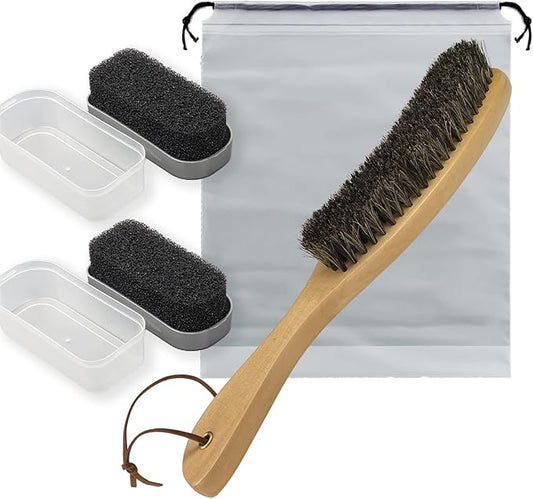3-Piece Felt Hat Cleaning Kit - Horse Hair & Wood Brushes, Travel Brush, for Cowboy & Baseball Hats