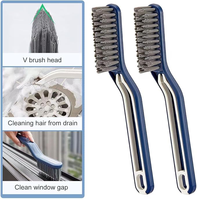 5 PCS Crevice Cleaning Brush, Multifunctional Hard Bristle Grout Cleaner Brush, Bathroom Cleaning Brush Tool with Clip,Kitchen Brush for Household, Kitchen, Window, Sink, Toilet, Grout