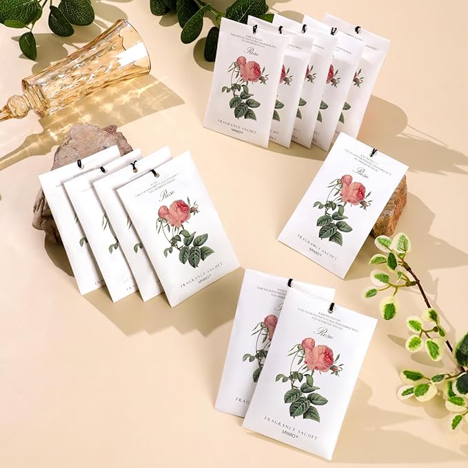 12 Pcs Rose Sachets Long Lasting Air Freshener Fragrance Potpourri Bags Odor Eliminator for Home Closet Drawer Deodorizer