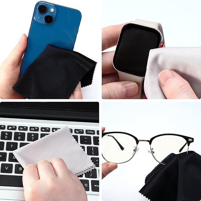 Vemeiss 18 Pack Microfiber Cleaning Cloths, Eyeglasses Cleaner Wipes, Lens Wipes for Sunglasses Camera Lenses Cell Phones Laptops and More (Color 2)