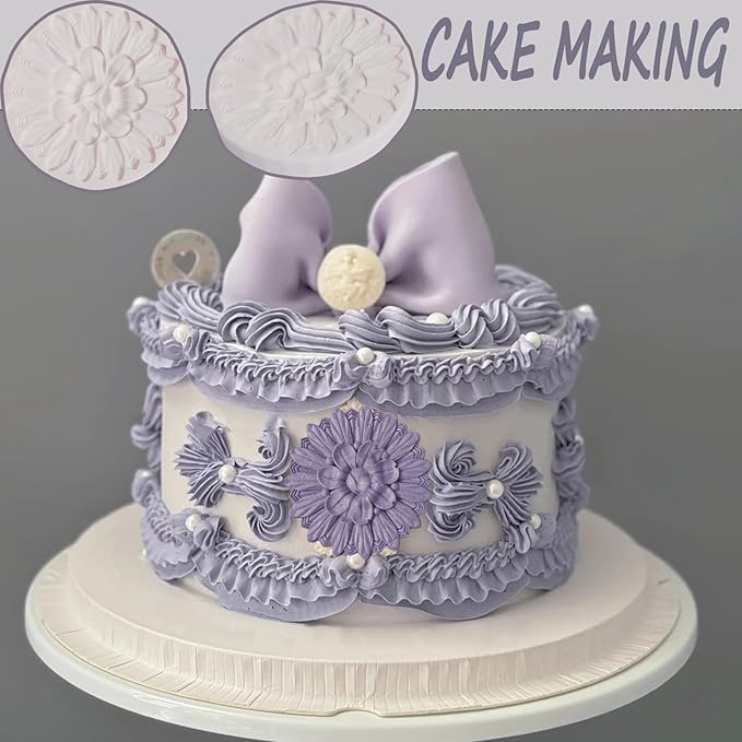 Baroque Cake Decoration Silicone Mold 1 Pcs, European Relief Chocolate Fondant Mold, Food Grade Material Can Be Reused, for Cookies, Candies, Sugar Crafts, Flower Paste, UV Resin, Cclay Crafts