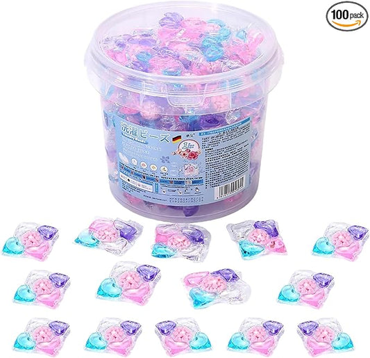 5 In 1 Laundry Beads, Fabric Softener Beads, Laundry Scent Bead Bulk, Gentle Care Fade Resistant for All Fabrics and Colors (100pcs, Citrus)