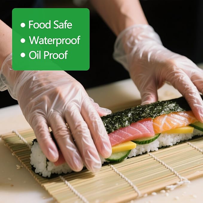 Disposable Vinyl Gloves, Latex-Free, Powder Free, Clear Plastic Gloves, for Cleaning, Cooking, Food Prep