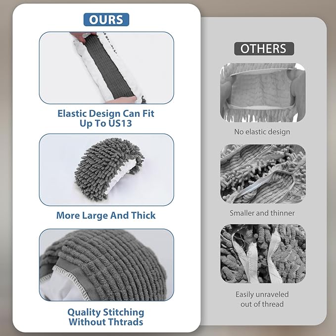 8 Pcs Mop Slippers Socks Floor Cleaning,Microfiber Shoe Covers dust Washable Reusable for Woman Man House Kitchen (Dark Grey)