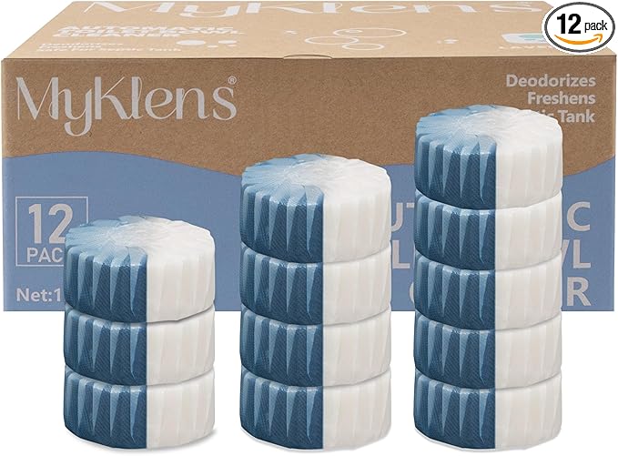 Toilet Bowl Cleaner Tablets, Automatic Toilet Tank Cleaner for Deodorizing & Descaling, Long-Lasting with Sustained Release Technology for Bathroom Cleaners, Blue & White, 12 Packs