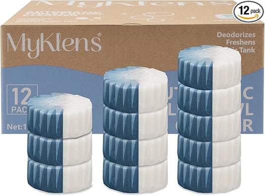 Toilet Bowl Cleaner Tablets, Automatic Toilet Tank Cleaner for Deodorizing & Descaling, Long-Lasting with Sustained Release Technology for Bathroom Cleaners, Blue & White, 12 Packs