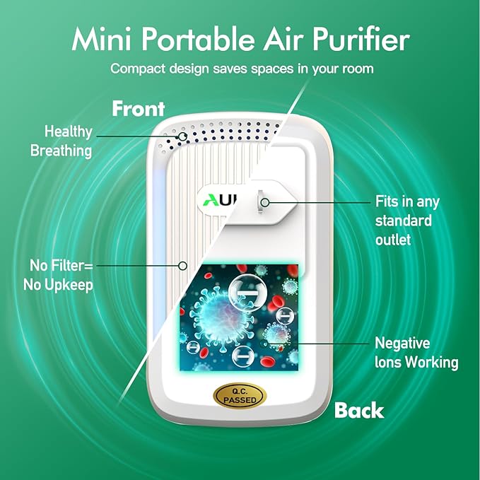 Air Ionizers (4 Pack）- Plug In Negative Ion Air Purifiers - Quiet Air Freshener for Home, Bedroom, Office, Basement - Portable Air Purifier Odor, Smoke, Dust, Pet Smell - Mini Air Cleaner White