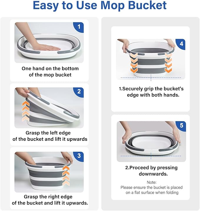 Collapsible Bucket, Upgraded 16L (4.2 Gallon) Collapsible Mop Bucket with Multi-Functional Lid, Foldable Portable Camping Beach Sand Water Pot Pail Space Saving Square, Car Washing Bucket