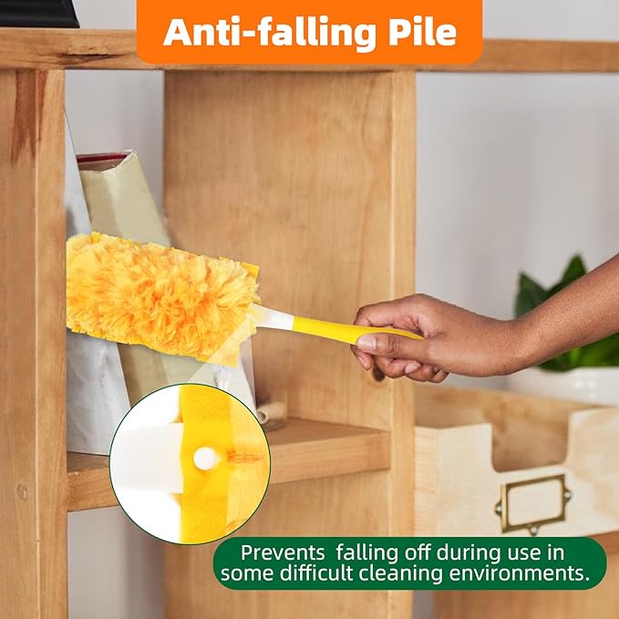 20 Pack 360 Dusters Refills for Swiffer Dusters, Unscented Heavy Duty Duster Kit Disposable Dusters Refills with 1 Handle for Cleaning Furniture, Blinds, Ceiling Fans