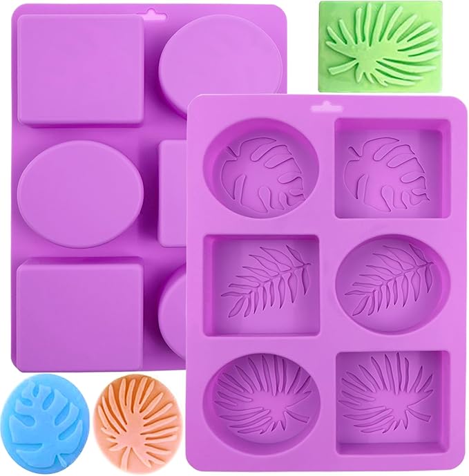 2Pcs Silicone Soap Molds, Leaf Soap Molds for Soap Making Silicone Molds for Soap Bath Bombs Shower Steamer Lotion Bars DIY Epoxy Resin