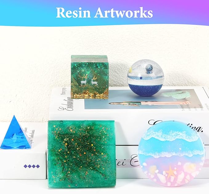 KISREL Large Resin Molds, 3 PCS Silicone Molds Kit for Resin Including Large Hexagonal and Square Heart Resin Mold, Epoxy Resin Molds for Flower Preservation Kit